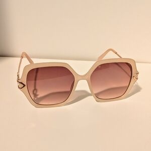 Chic Cream Hexagon Sunglasses